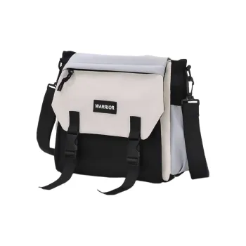 Warrior Nylon Messenger Bag Crossbody Bags Regular Unisex Black White/Orange Green