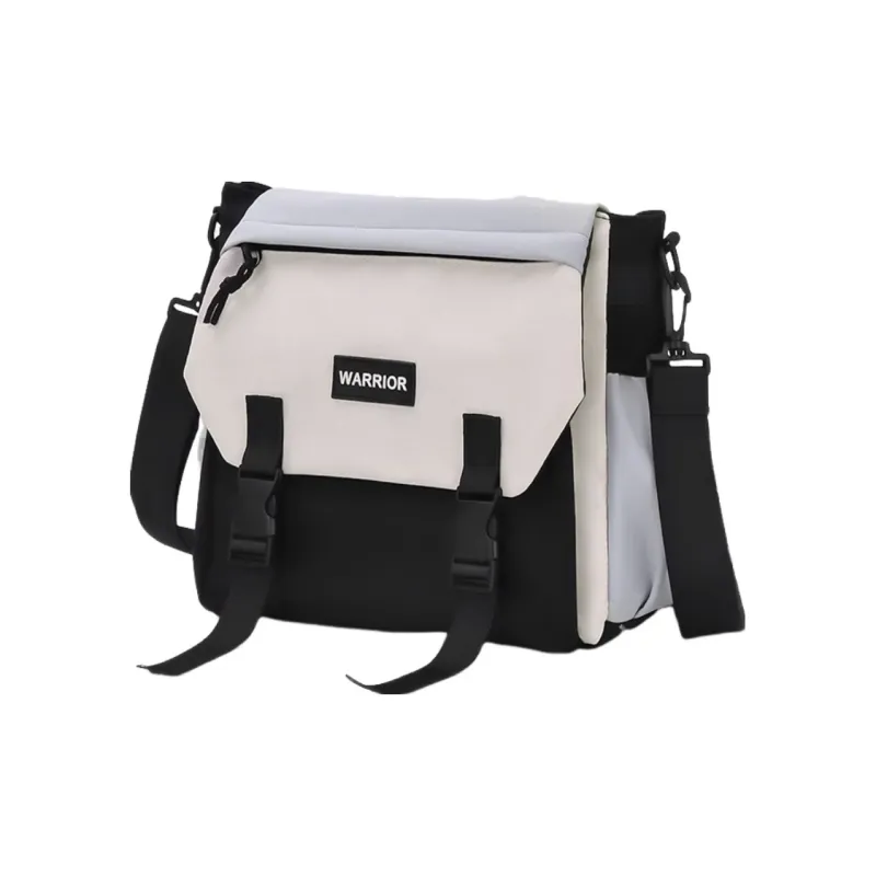 Warrior Nylon Messenger Bag Crossbody Bags Regular Unisex Black White/Orange Green-0