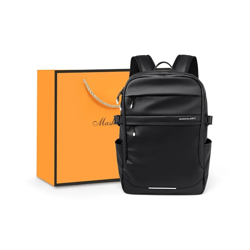 MashaLanti PU Travel Bags Backpack Regular Unisex Black-0