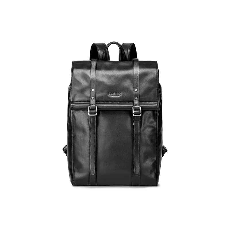 FAIRWHALE Top Grain Cow Leather Backpacks Laptop Bags Backpack Regular Men's Black-1