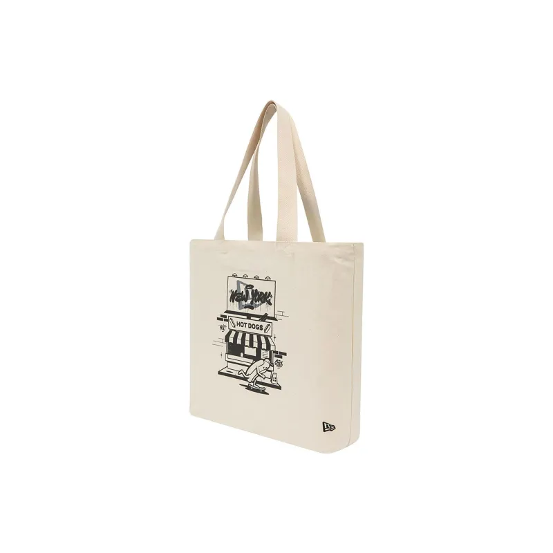 New Era Hot Dog Collaboration Cotton Tote Bag, Shopping Bag, Handbag Regular Women's Cream-1