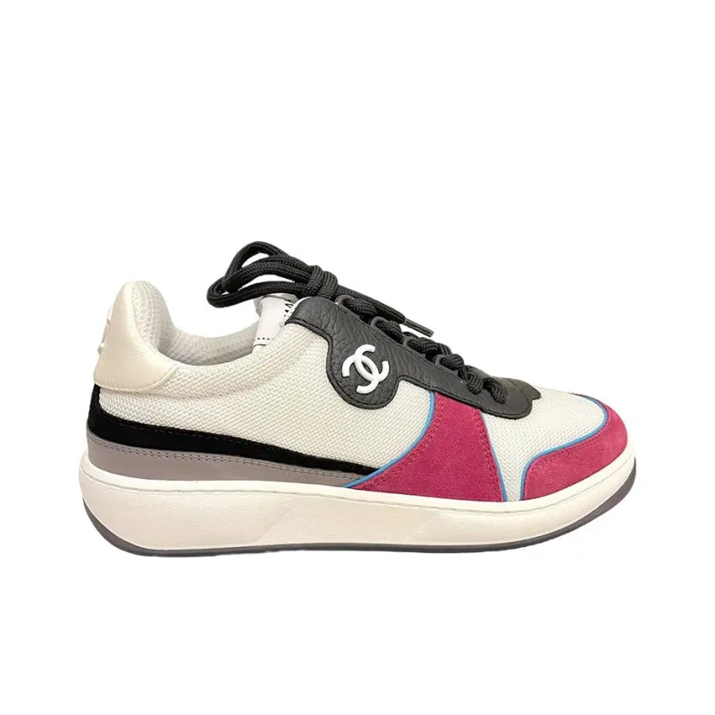 CHANEL Low Top Casual Shoes Women's White Pink-1