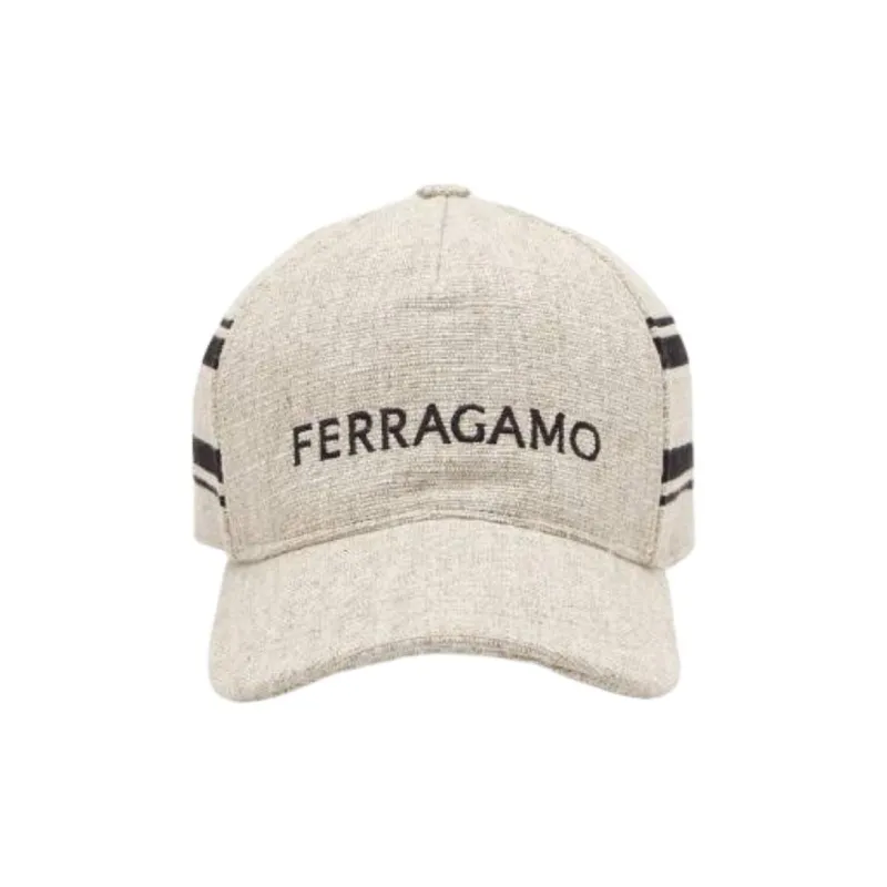 FERRAGAMO Cotton Canvas Baseball Caps Men's Beige-0