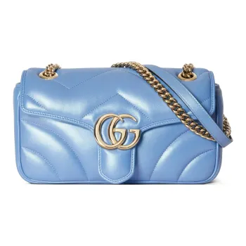 GUCCI GG Marmont Leather Crossbody Bag Shoulder Bag Women's Light Blue