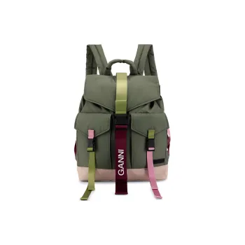 GANNI Fabric Backpack Medium Size Women's Purple Olive