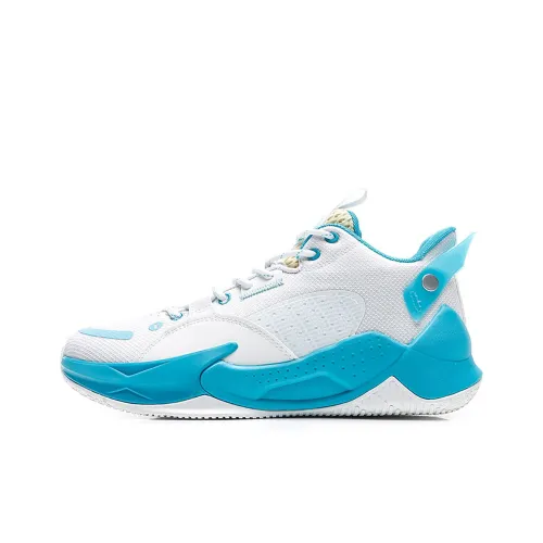 QIAODAN Uh-huh Basketball Shoes Men Low-Top Jordan White/Smart Blue