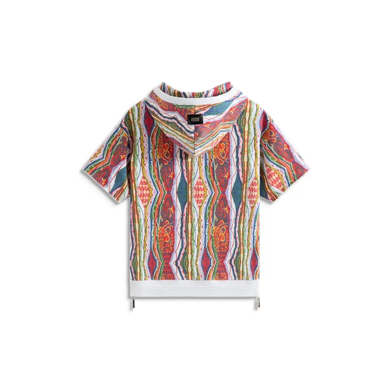 COOGI All Over Print Trendy Short-Sleeved Hooded T-Shirt Unisex Blue Red Two Styles-4