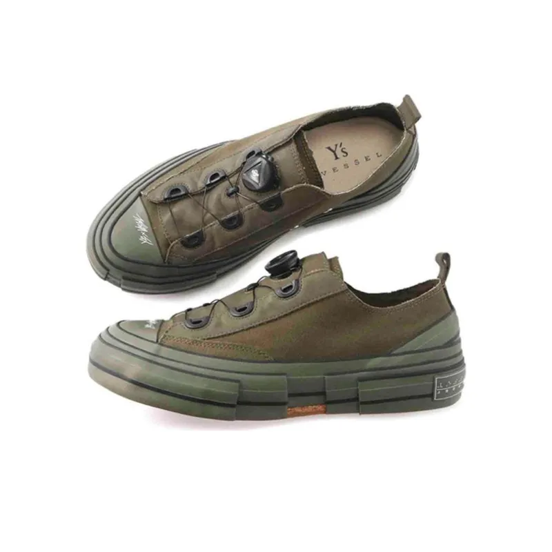 Yohji Yamamoto x VESSEL G.O.P. Lows Anti Slip Wear Resistant Low Top Skateboard Shoes Unisex Olive Green-1