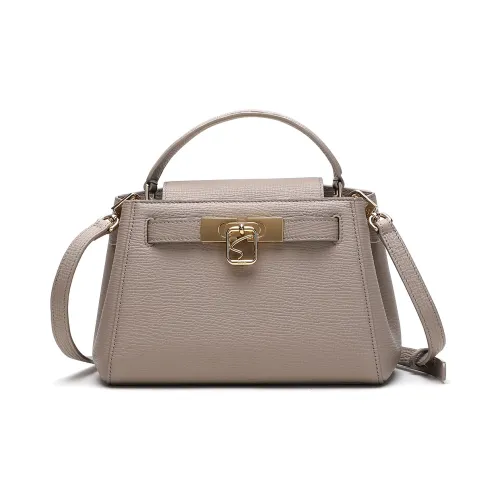 Satchi Cow Leather Handbag Small Size Women's Gray/Black/White
