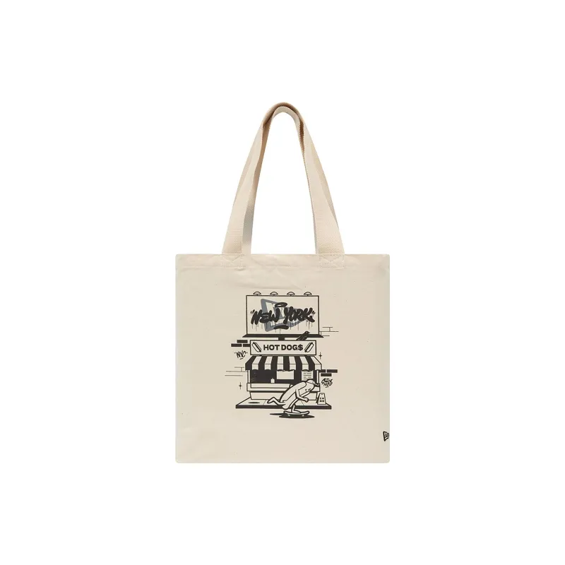 New Era Hot Dog Collaboration Cotton Tote Bag, Shopping Bag, Handbag Regular Women's Cream-0