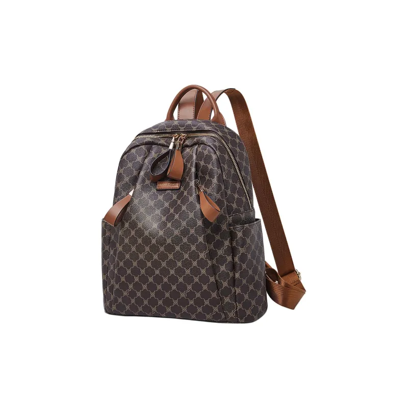 Marino Orlandi Synthetic Leather Backpack Regular Women's White/Khaki/Coffee-12