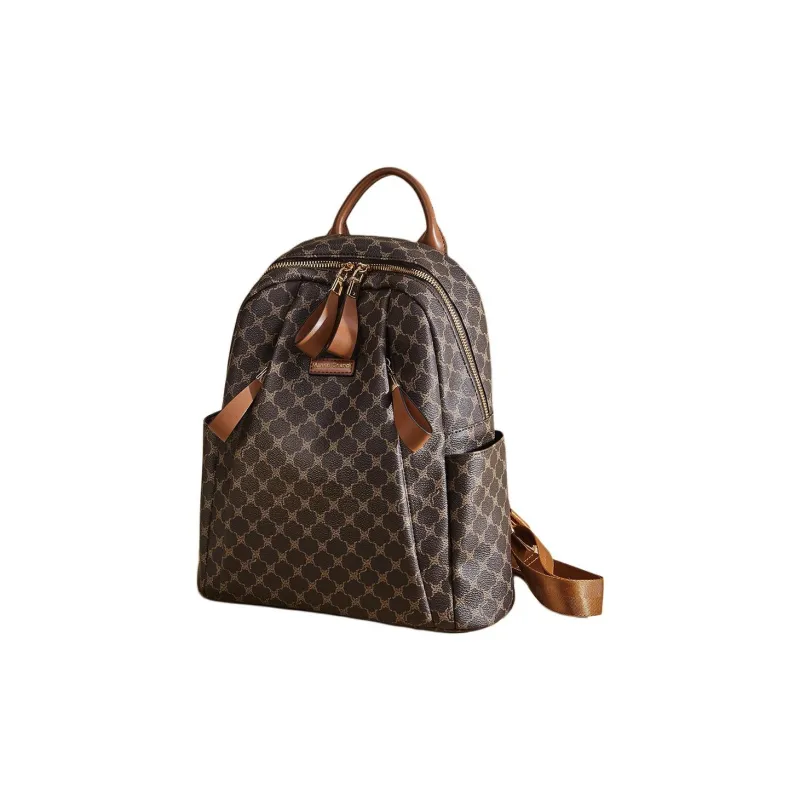 Marino Orlandi Synthetic Leather Backpack Regular Women's White/Khaki/Coffee-9