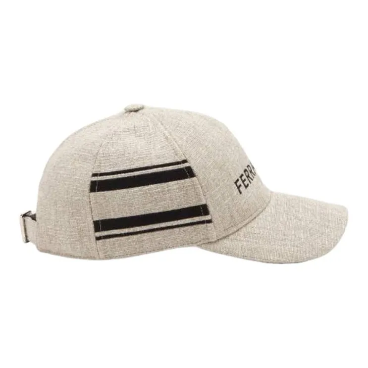 FERRAGAMO Cotton Canvas Baseball Caps Men's Beige-1