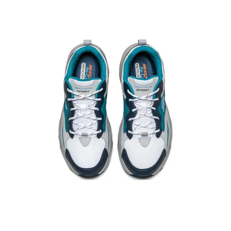 Skechers Stamina Airy Low Top Running Shoes White/Blue/Green-3