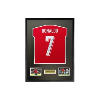 Three For Cristiano Ronaldo Ronaldo 2024 Portugal Team Signed Soccer Apparel Jersey Framed With Certificate