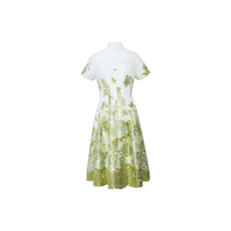 BBLLUUEE Short Sleeved Dress Women's Bamboo Kite Green-1