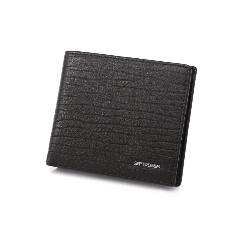 SEPTWOLVES Cow Leather Wallet Men's Black-8