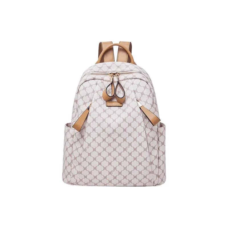 Marino Orlandi Synthetic Leather Backpack Regular Women's White/Khaki/Coffee-1