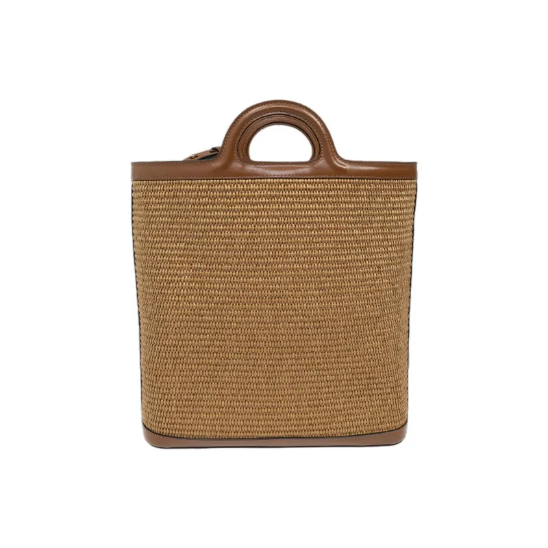 MARNI Tropicalia Logo Embroidered Raffia Tote Bag-2