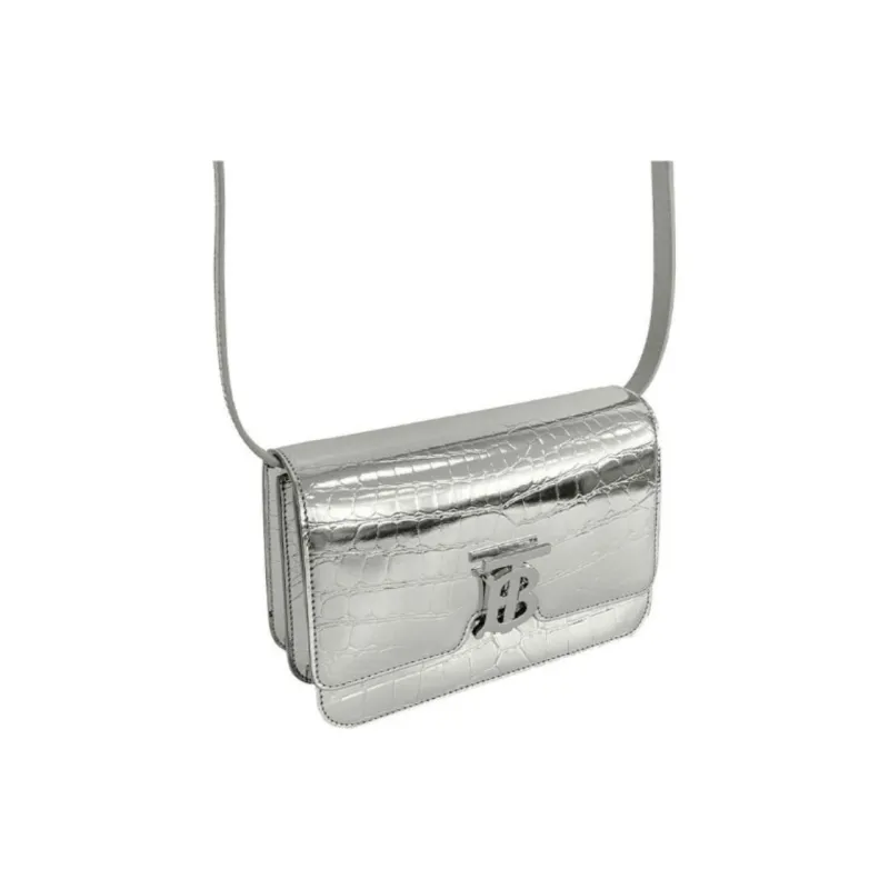 Burberry Polyurethane And Polyester Blend Shoulder Bag Women's Silver-1