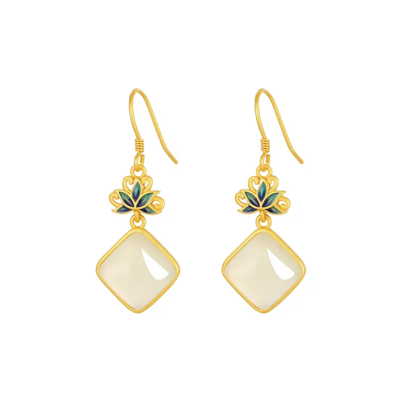 MAMADESHOUHU Earrings Pale Greenish White Jade Women's-0