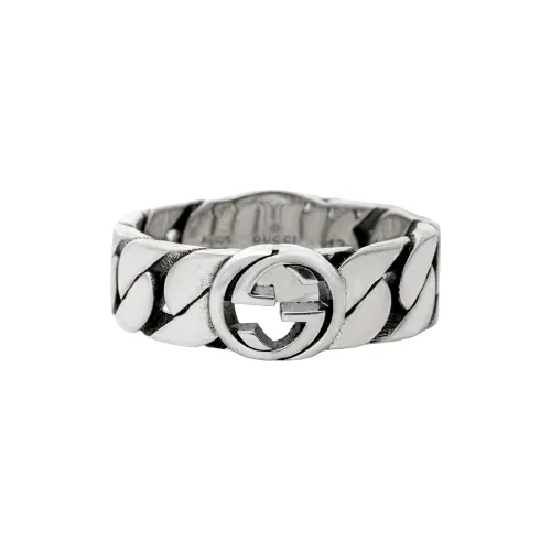 GUCCI Sterling Silver Interlocking G Wide Ring