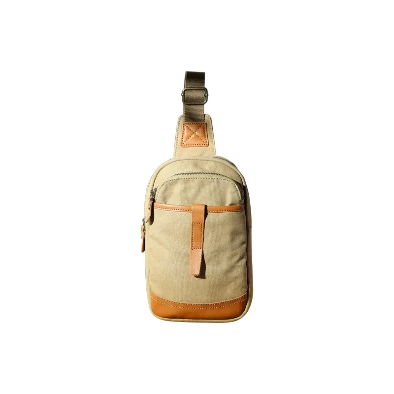 DOSRFINI Canvas Canvas Bag Casual Sling Bag Regular Men's Khaki/Army Green/Dark Gray-3