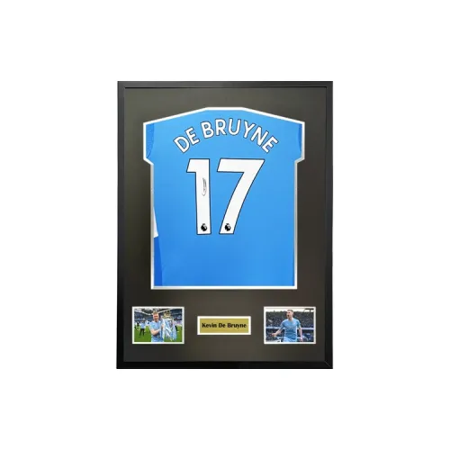 Three For 21-22 Manchester City De Bruyne Signed Soccer Apparel Jersey Includes Certificate And Framing