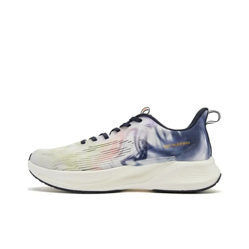 QIAODAN Slip Resistant Low Top Running Shoes Men's White Blue-0