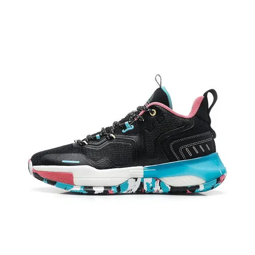 QIAODAN Uh-huh Basketball Shoes Men Low-Top Black/Tropical Pink