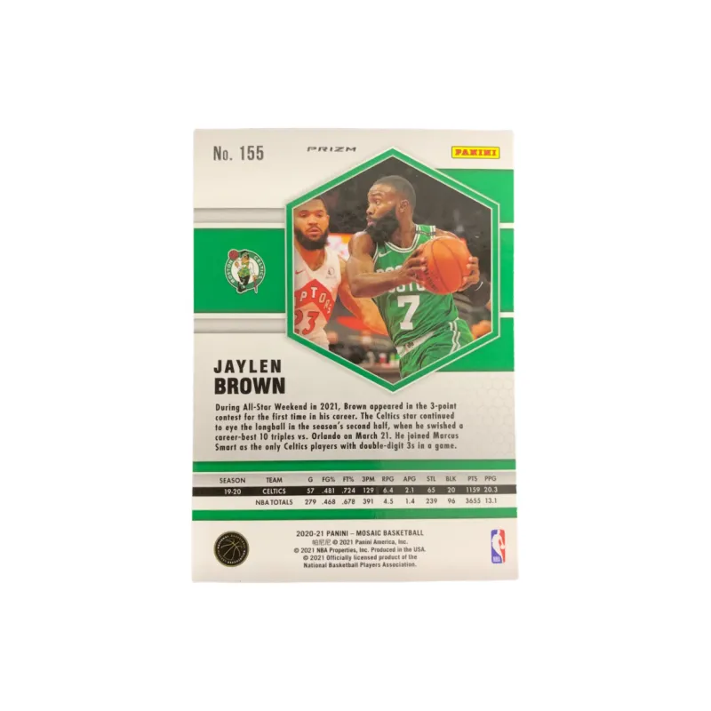 PANINI 2020 21 Panini Mosaic Jaylen Brown Celtics Gold Foil Holographic Card Player Card Pass Sports Cards 1 Pc-1