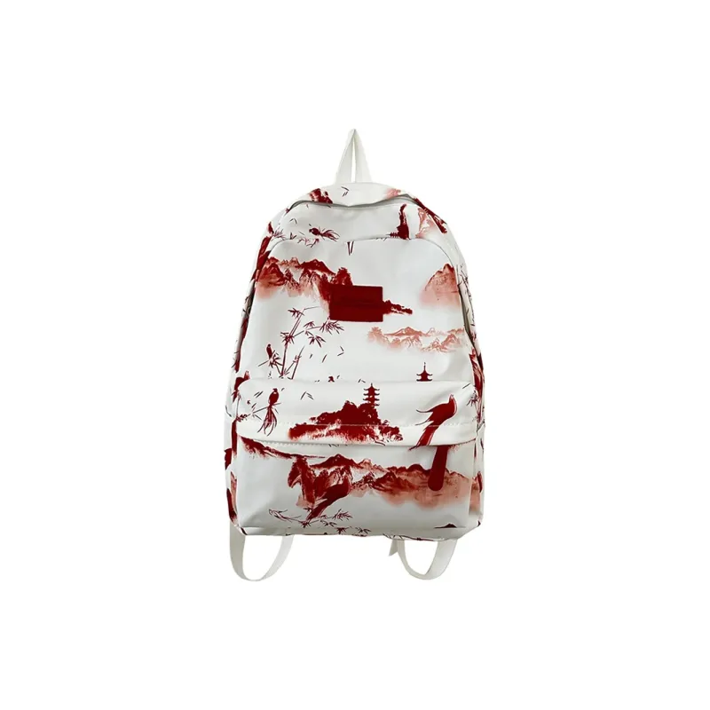 GEERDUN Nylon Backpack Unisex Gray/Red/Pink/Green-0