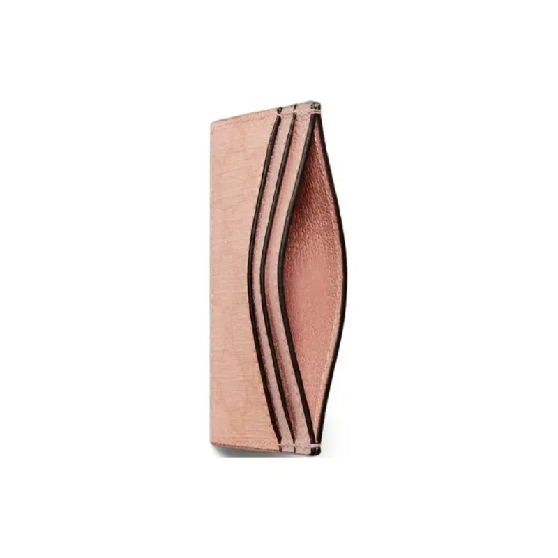 GUCCI Canvas With Leather Card Holder Women's Gray Pink-3