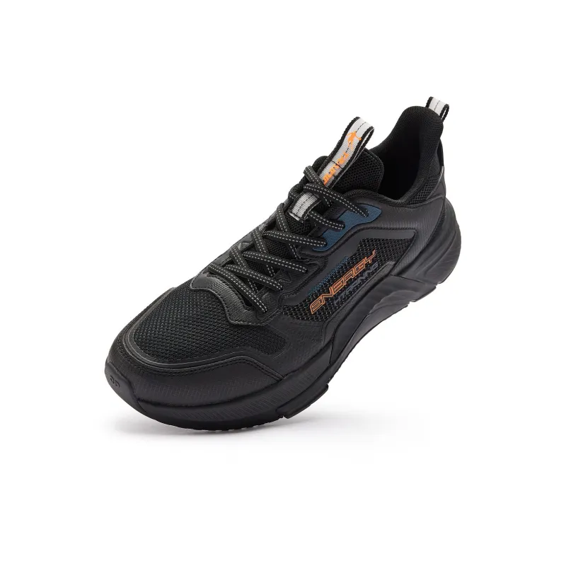 QIAODAN Uh huh Cushioning Wear Resistant Low Top Running Shoes Men's Black Blue-5