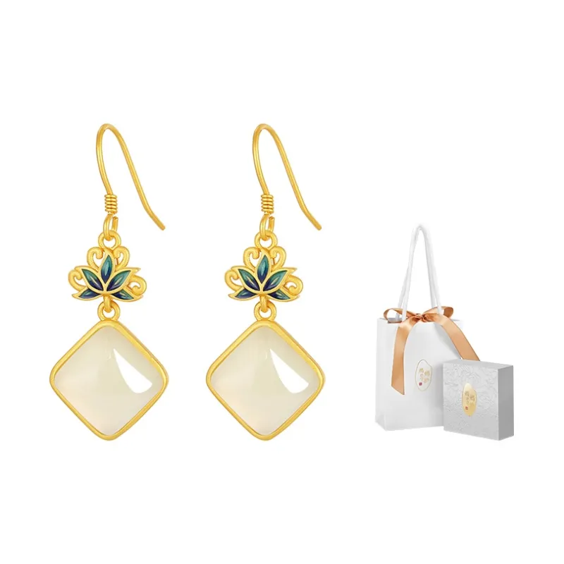MAMADESHOUHU Earrings Pale Greenish White Jade Women's-2