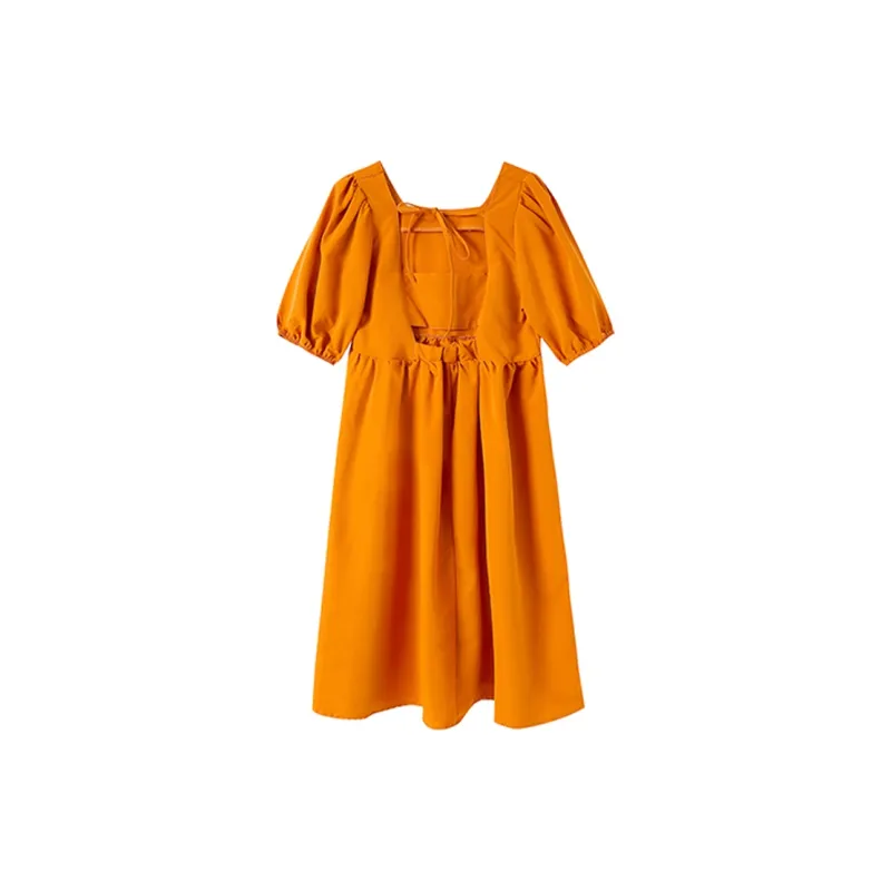 EIDOLON GRAIN Short Sleeved Dress Women's Orange-1