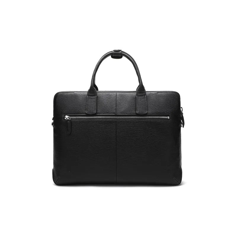 Satchi Cow Leather Briefcase Regular Men's Black-3