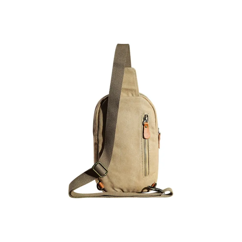 DOSRFINI Canvas Canvas Bag Casual Sling Bag Regular Men's Khaki/Army Green/Dark Gray-2