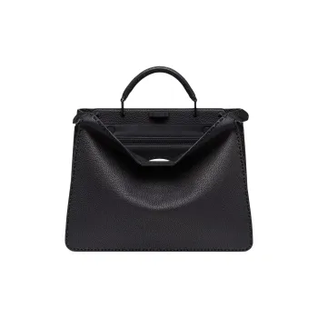FENDI Peekaboo ISeeU Calfskin Shoulder Bag Crossbody Bag Handbag Medium Size Men's Black