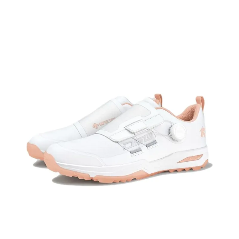 DESCENTE Enerzite Slip Resistant, Waterproof, And Breathable Low Top Golf Shoes Women's White Pink-1