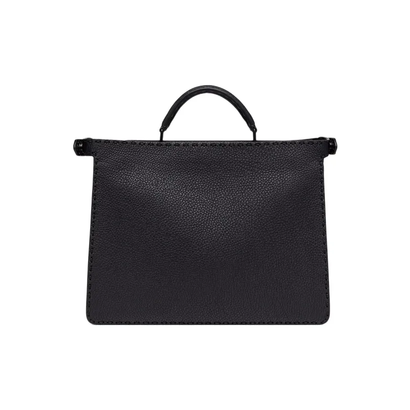 FENDI Peekaboo ISeeU Calfskin Shoulder Bag Crossbody Bag Handbag Medium Size Men's Black-3