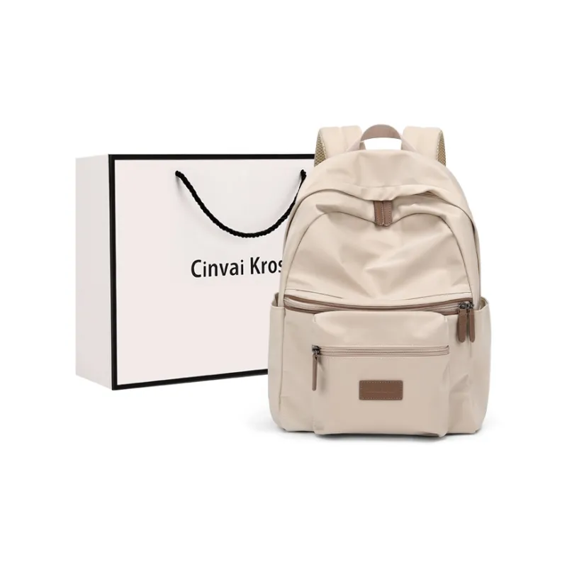 CinvaiKrose Fabric Backpack Large Size Women's Apricot/Black-0
