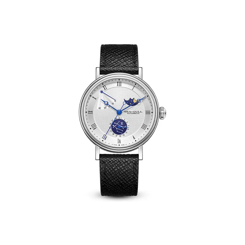 Sea Gull Automatic Mechanical Movement Genuine Leather Strap Watch Men's Watches Silver Dial-8