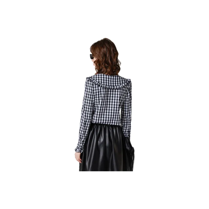 LOUISY AO Shirt Women's Black White Plaid-0