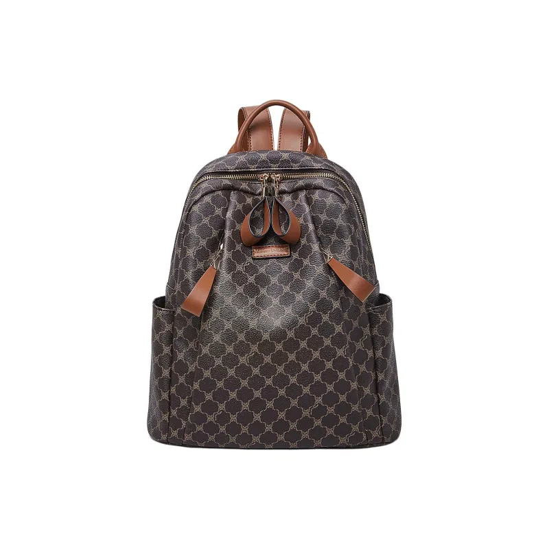 Marino Orlandi Synthetic Leather Backpack Regular Women's White/Khaki/Coffee-8