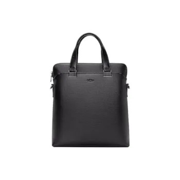 GOLDLION Top Grain Cow Leather Briefcases Handbags Large Size Men's Black
