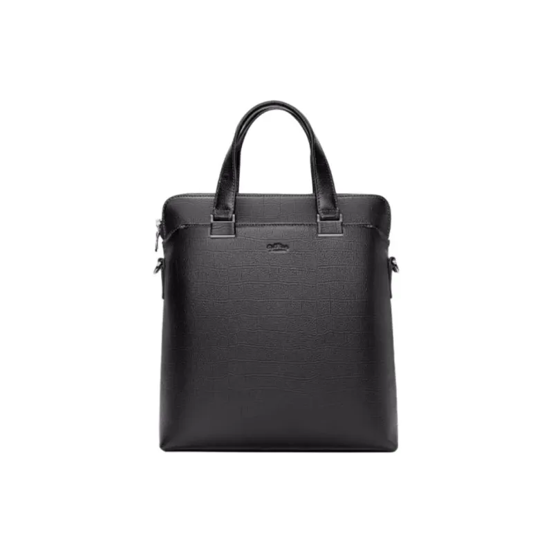 GOLDLION Top Grain Cow Leather Briefcases Handbags Large Size Men's Black-0