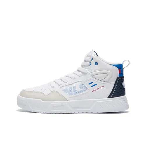 QIAODAN Skateboard Shoes Men High-Top Jordan White/Atomic Blue