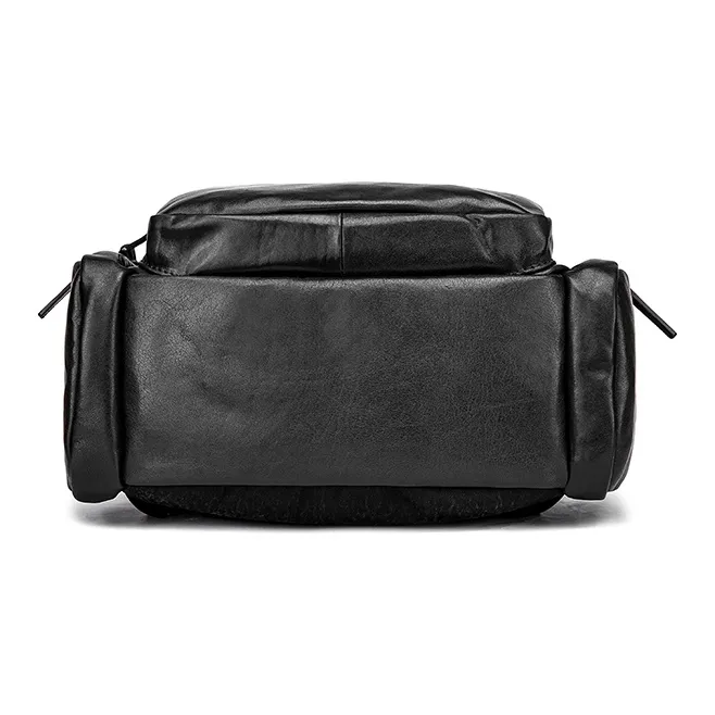 FAIRWHALE Top Grain Cow Leather Backpack Laptop Bag Backpack Regular Men's Black-4