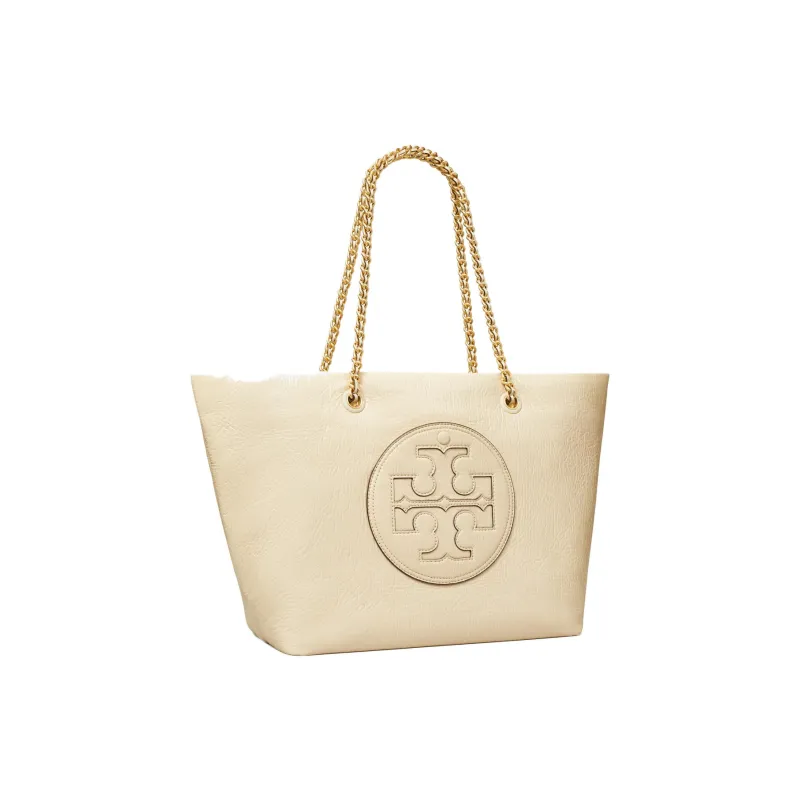 TORY BURCH Ella Patchwork Cotton Tote Bag Shopping Bag Handbag Shoulder Bag Women's Oat-1